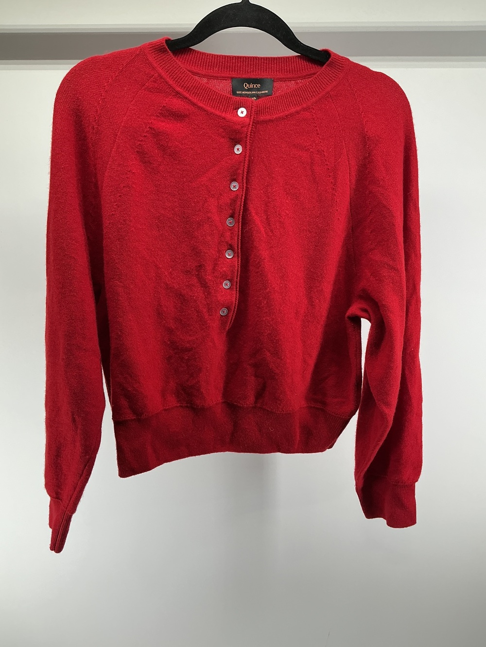Mongolian Cashmere Dolman Sleeve Henley Sweater